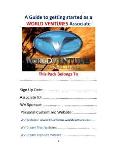 A Guide to getting started as a WORLD VENTURES Associate