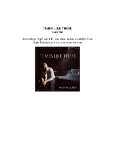 TIMES LIKE THESE Lyric Set Recordings (mp3 and