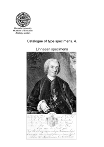 Catalogue of type specimens 4. Linnaean specimens.