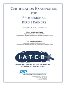 Certification Examination for Professional Bird Trainers