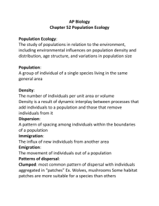 AP Biology Chapter 52 Population Ecology Population Ecology: The