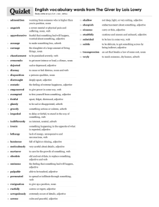 Print › English vocabulary words from The Giver by Lois Lowry