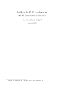 Problems for IB HL Mathematics and SL Mathematical Methods