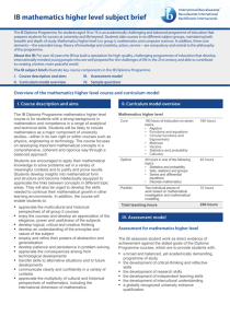 IB mathematics higher level subject brief