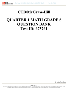 CTB/McGraw-Hill QUARTER 1 MATH GRADE 6 QUESTION BANK