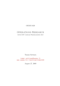 Operations Research - University of Vaasa