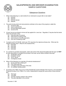 salesperson and broker examination sample questions