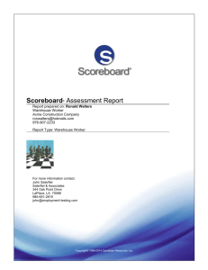 Sample Scoreboard Report - Pre Employment Testing and