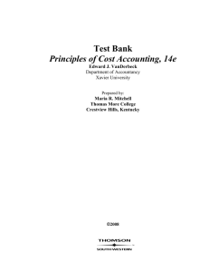 Test Bank Principles of Cost Accounting, 14e