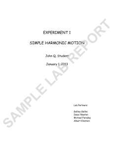 EXPERIMENT 1 SIMPLE HARMONIC MOTION