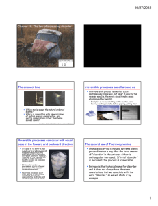 Chapter 18: The law of increasing disorder The arrow of time