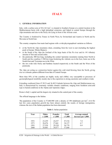 1. GENERAL INFORMATION Italy, with a surface area of 301,341