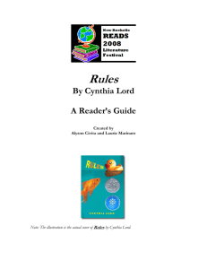 Rules By Cynthia Lord A Reader's Guide