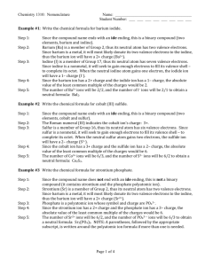 Chemistry 1310: Nomenclature Name: Student Number: ___ ___