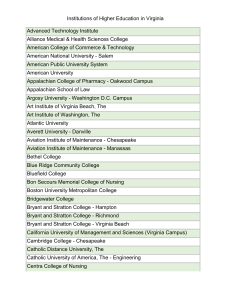 A list of colleges and universities that have a campus in Virginia.