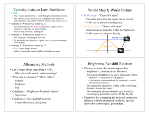Velocity-distance Law: Subtleties World Map & World Picture