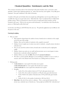 Chemical Quantities: Stoichiometry and the Mole