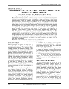 variation in lung volumes and capacities among young males in