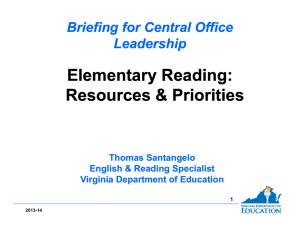 Elementary Reading : Resources & Priorities
