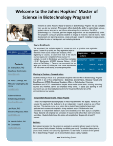 Welcome to the Johns Hopkins' Master of Science in Biotechnology