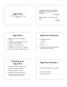 Developing an Algorithm Example 1 Algorithm - SUNY