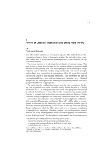 Review of Classical Mechanics and String Field Theory - Wiley-VCH
