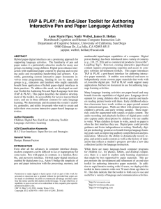 TAP & PLAY: An End-User Toolkit for AuthoringInteractive Pen and
