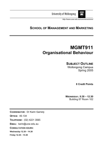 MGMT911 - University of Wollongong