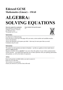algebra: solving equations