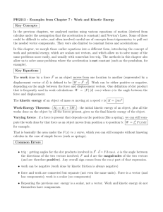PH2213 : Examples from Chapter 7 : Work and Kinetic Energy Key