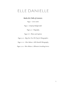 1 Media Kit Table of Contents: Page 2 – Cover Letter Page 3