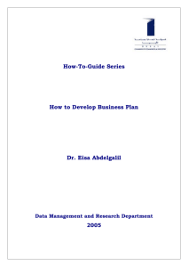 How-To-Guide Series How to Develop Business Plan Dr. Eisa