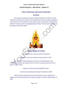 Valmiki Ramayana – Bala Kanda – Chapter 16 Vishnu's Messenger