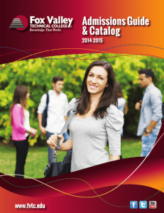 Admissions Guide & Catalog - Fox Valley Technical College