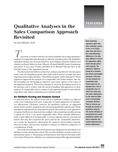 Qualitative Analyses in the Sales Comparison Approach Revisited