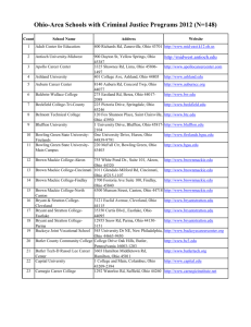 Ohio-Area Schools with Criminal Justice Programs 2012