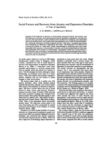 Social Factors and Recovery from Anxiety and Depressive Disorders