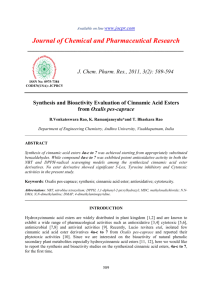 Synthesis and Bioactivity Evaluation of Cinnamic Acid Esters from