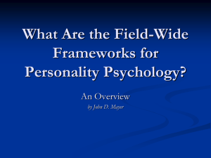 What Are the Field-Wide Frameworks for Personality Psychology?