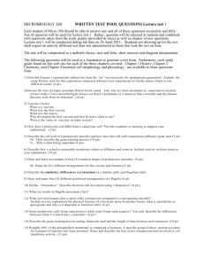 MICROBIOLOGY 260 WRITTEN TEST POOL QUESTIONS Lecture