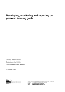 Developing, monitoring and reporting on personal learning goals
