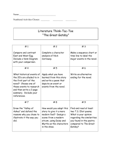 Literature Think-Tac-Toe “The Great Gatsby”
