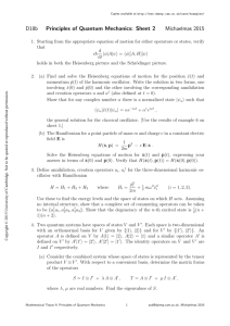 D18b Principles of Quantum Mechanics: Sheet 2 Michaelmas 2015