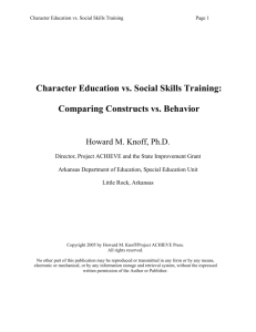 Character Education vs. Social Skills Training