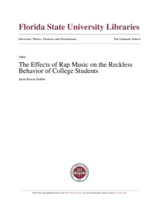 The Effects of Rap Music on the Reckless Behavior of College