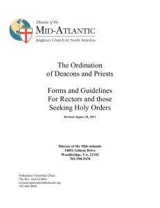 The Ordination of Deacons and Priests Forms and Guidelines For