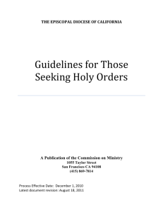 Guidelines for Those Seeking Holy Orders