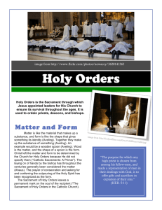 Holy Orders - EcclesiologyPNDSherman