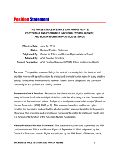 Position Statement The Nurse's Role in Ethics and Human Rights