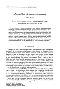 A Theory of Type Polymorphism in Programming